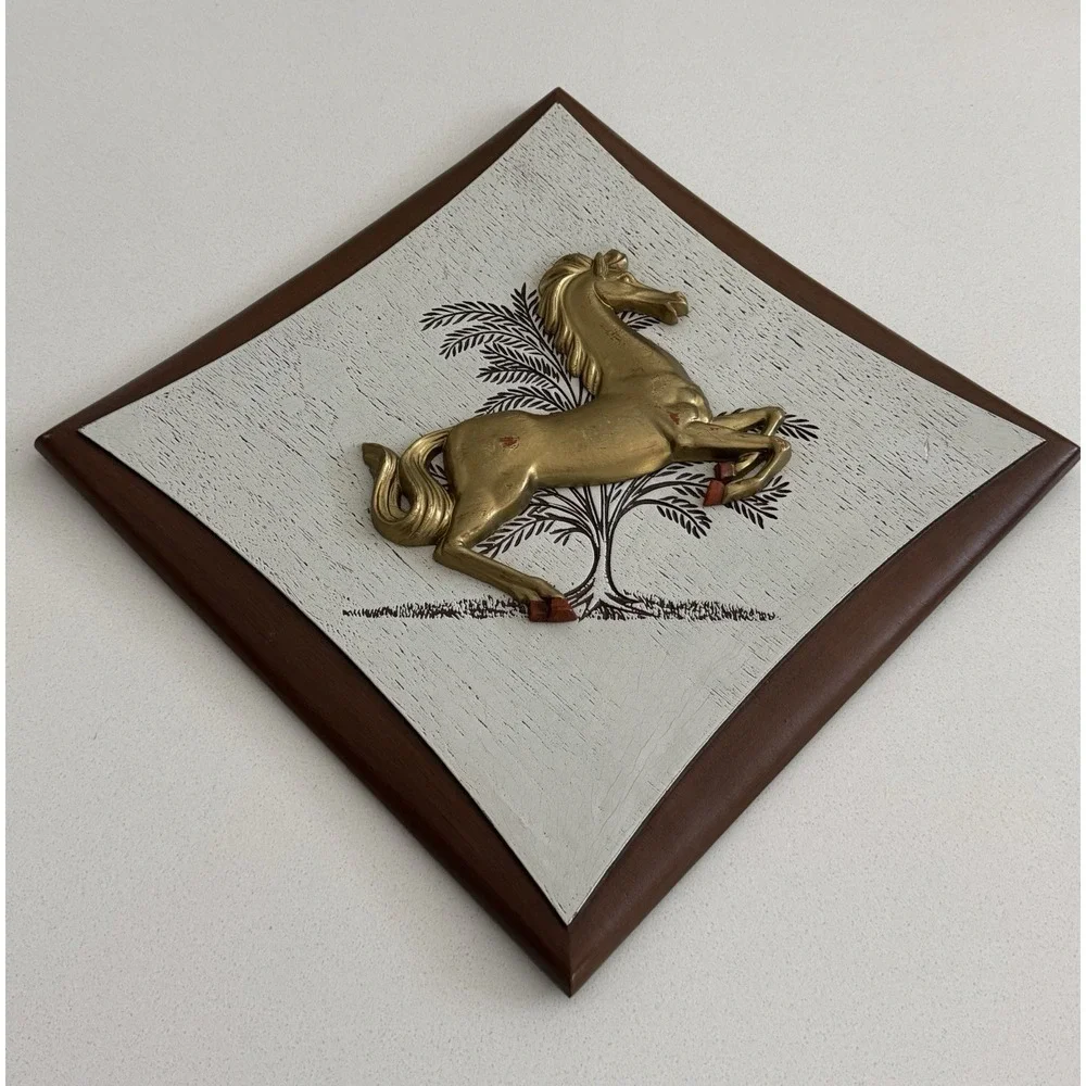 Vintage MCM Burwood Products 3D Arabian Horse Wood Wall Hanging 14