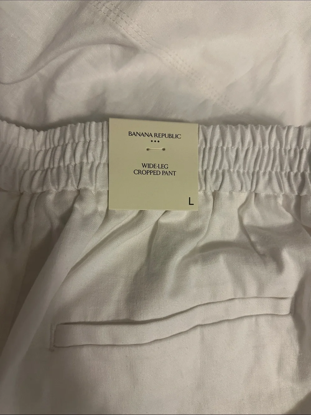 NWT! BANANA REPUBLIC WIDE-LEG LINEN-BLEND CROPPED PULL-ON PANT LARGE 📀1️⃣2️⃣