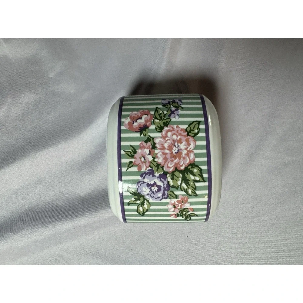 Vintage Floral Ceramic Bathroom Soap Dish and Toothbrush Holder Cottage Core EUC
