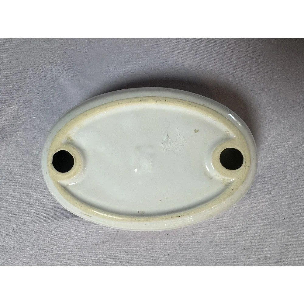 Vintage Floral Ceramic Bathroom Soap Dish and Toothbrush Holder Cottage Core EUC