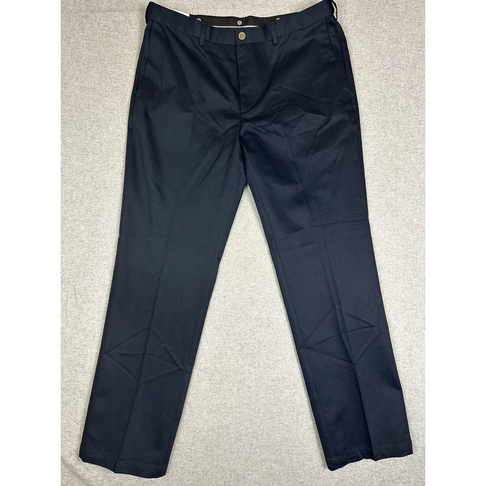 Haggar Work To Weekend Pants Mens 38x34 Blue Straight Fit Khaki Chino Cotton