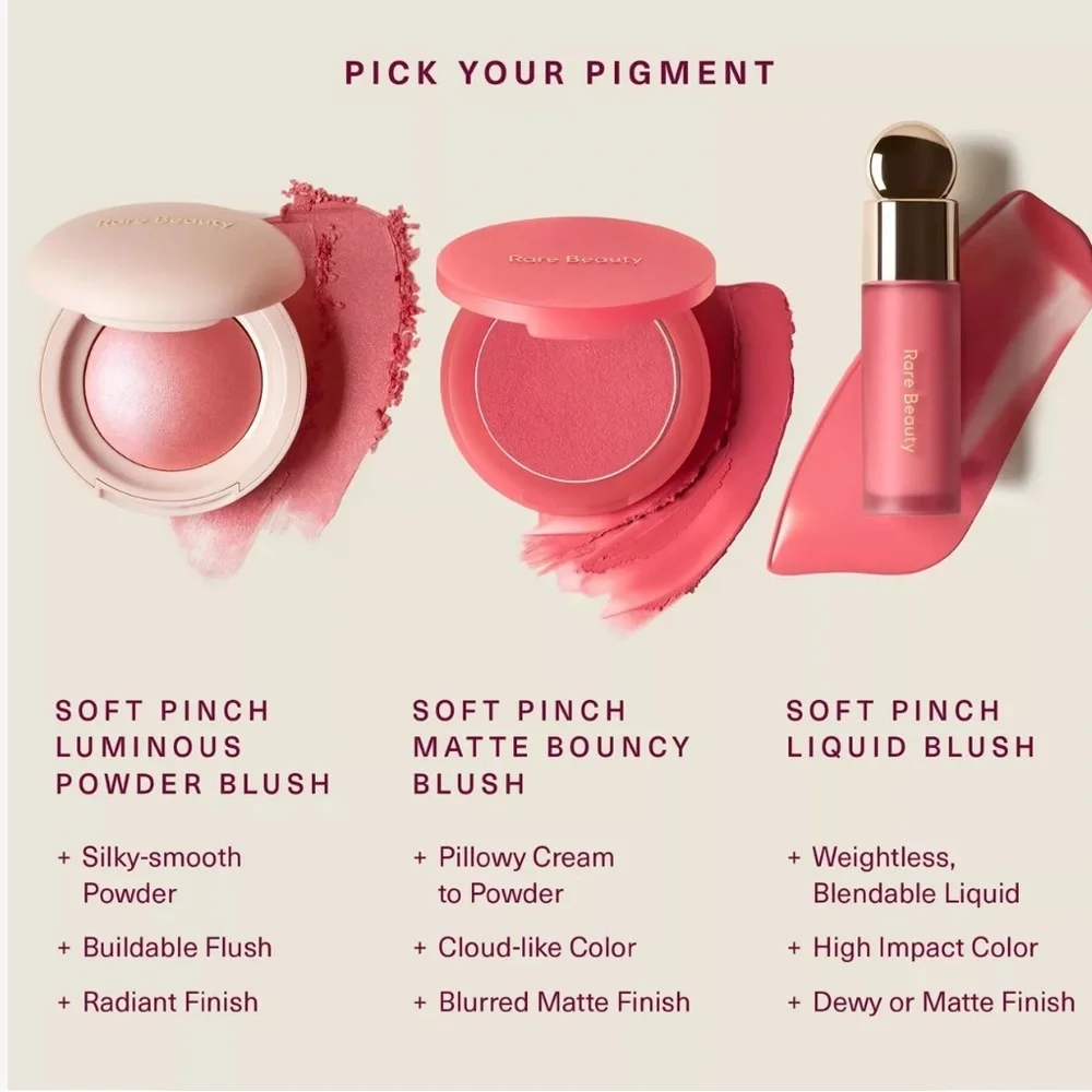 NEW Rare Beauty Soft Pinch Liquid Blush Dewy Finish in Happy Cool Pink Color