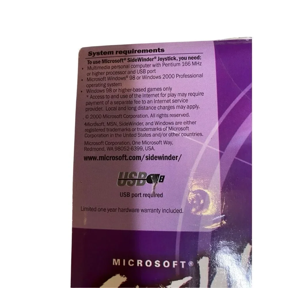 Microsoft SideWinder USB Joystick With Original Box Untested Vintage Gaming