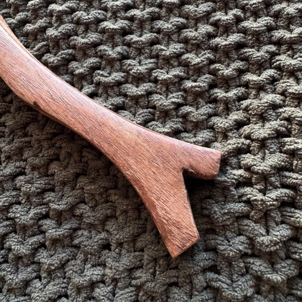 Hand Carved Wooden Serving‎ Spoon Slotted 11 Inch Rustic Branch Organic Earthy