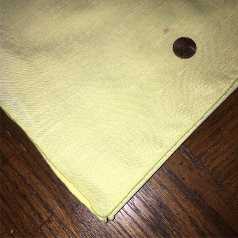 Tablecloth 4 napkins fabric bundle matching set solid yellow cotton blend 1980s