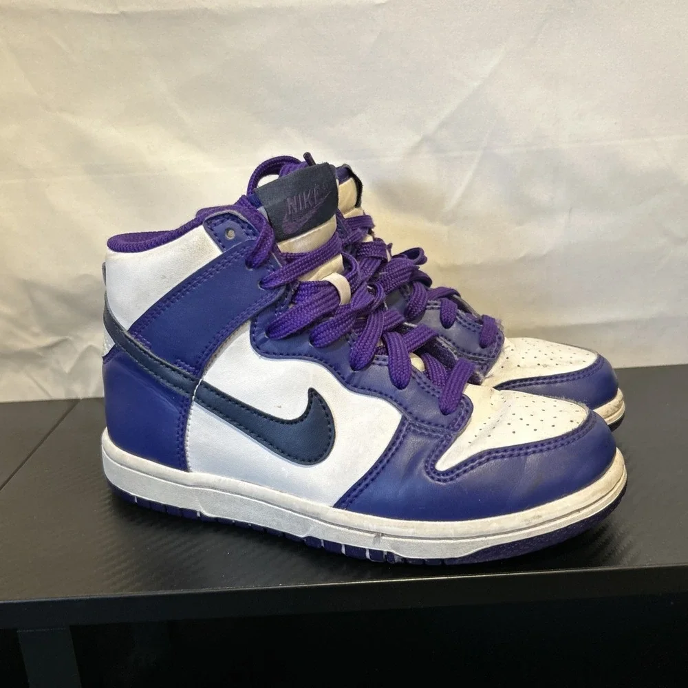 Nike Dunk High DH9753-100 Purple White Unisex Kids Sneakers US 1Y Leather‎