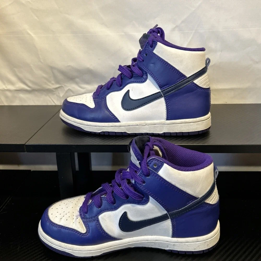 Nike Dunk High DH9753-100 Purple White Unisex Kids Sneakers US 1Y Leather‎