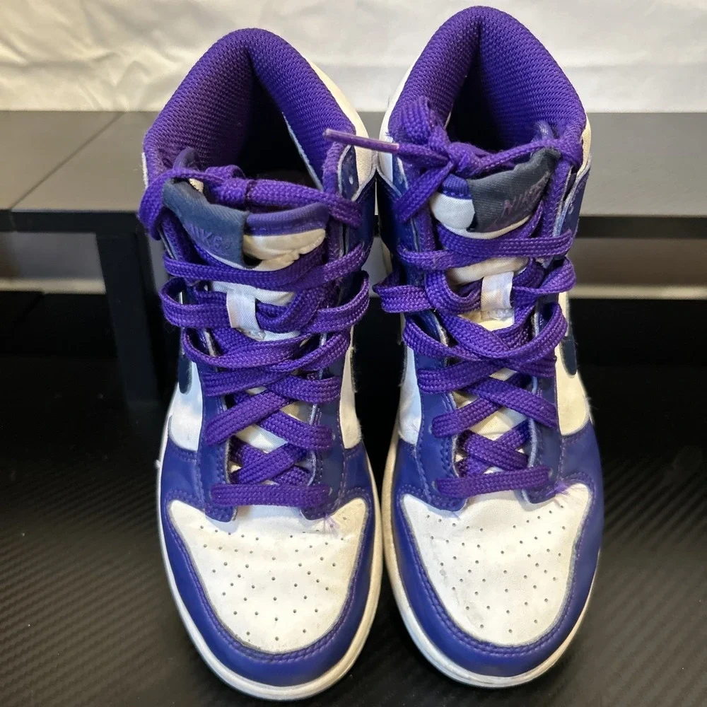 Nike Dunk High DH9753-100 Purple White Unisex Kids Sneakers US 1Y Leather‎