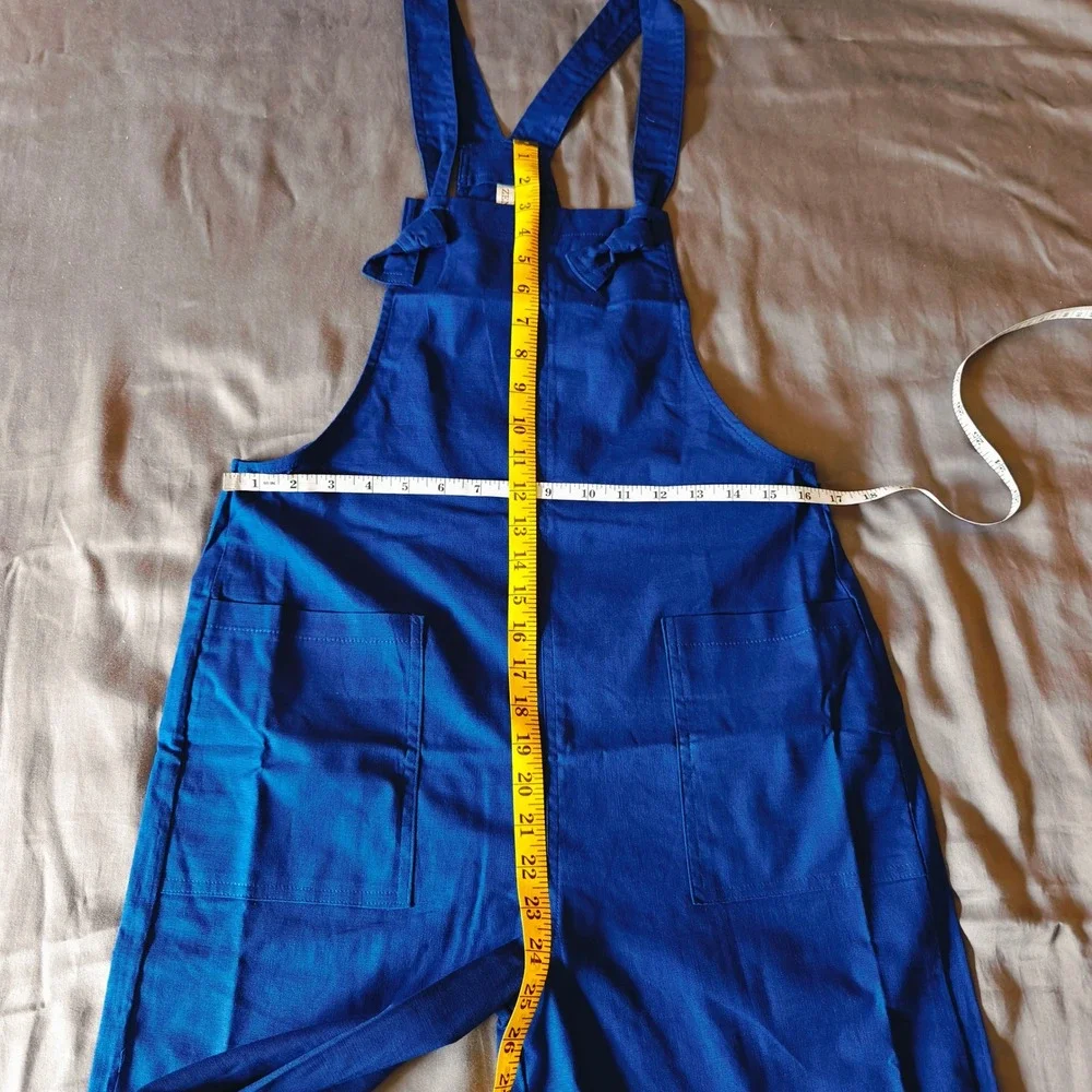 Zenana Woven Knot Strap Overalls Lt Navy Wide Leg Jumpsuit Small 7301Y