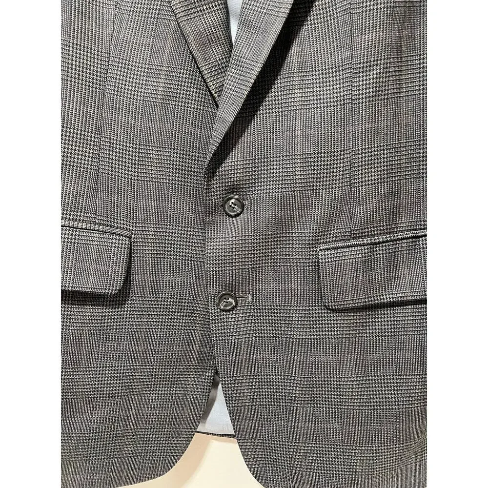 Vintage 100% Wool Sport Coat Suit Jacket Black & Gray Size 39 JL
