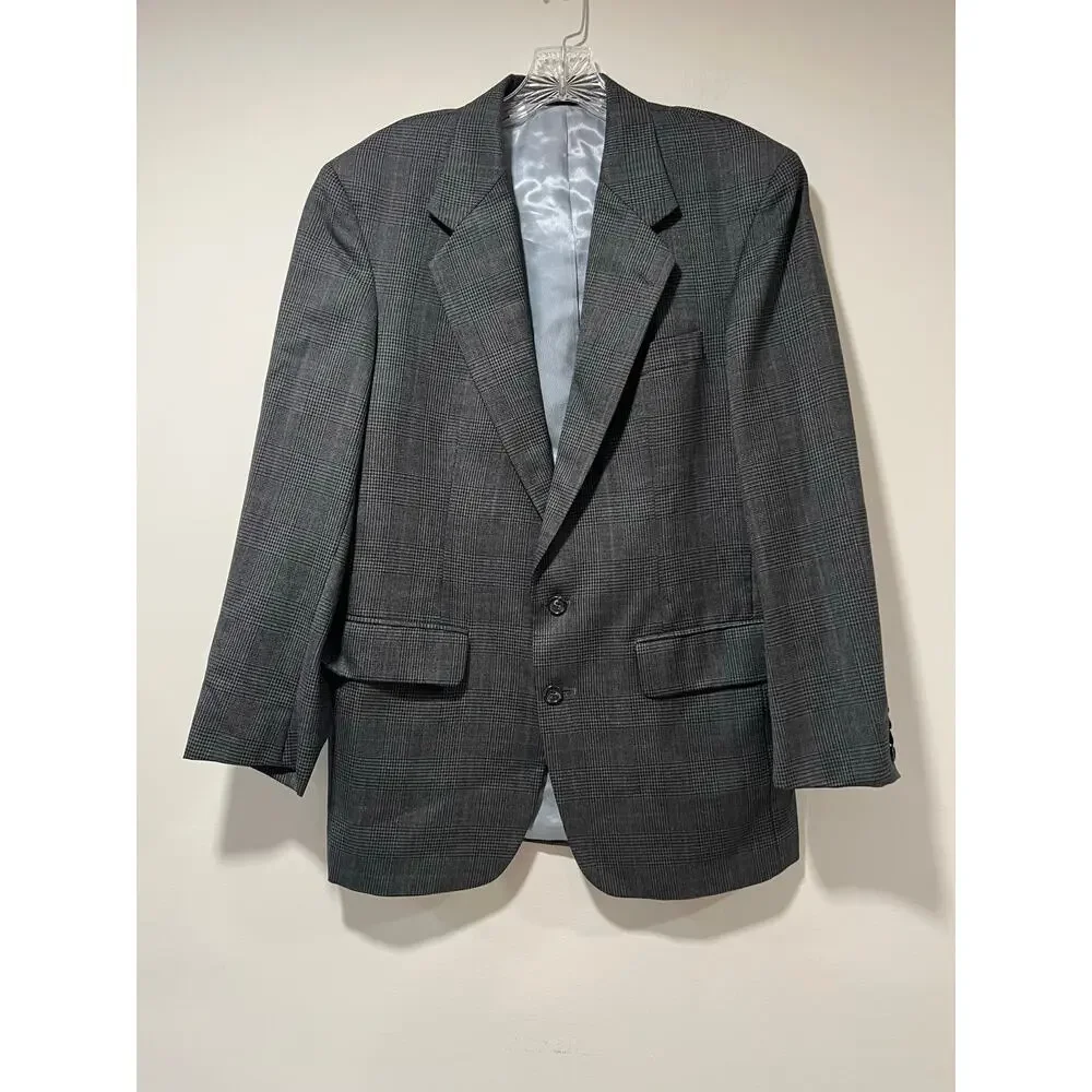 Vintage 100% Wool Sport Coat Suit Jacket Black & Gray Size 39 JL