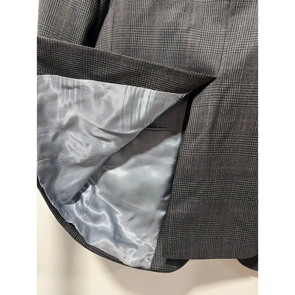Vintage 100% Wool Sport Coat Suit Jacket Black & Gray Size 39 JL