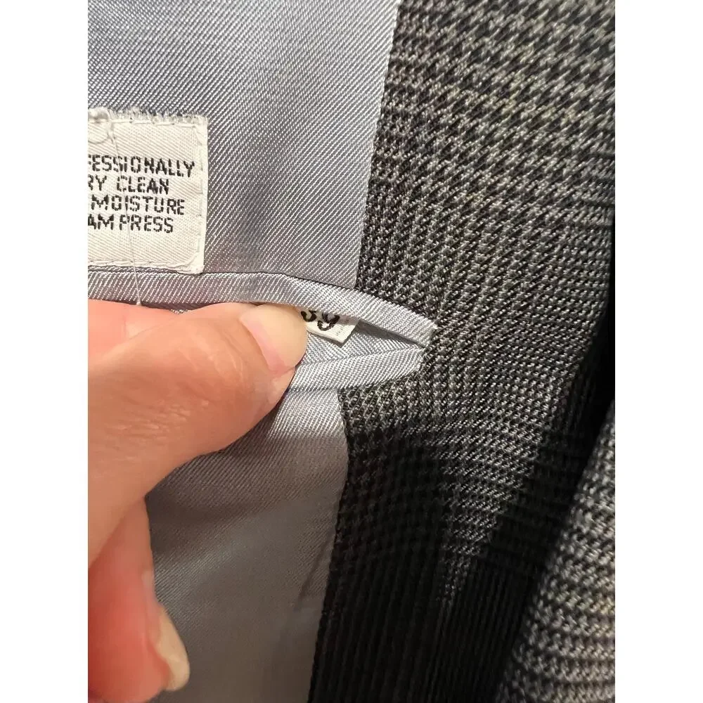 Vintage 100% Wool Sport Coat Suit Jacket Black & Gray Size 39 JL