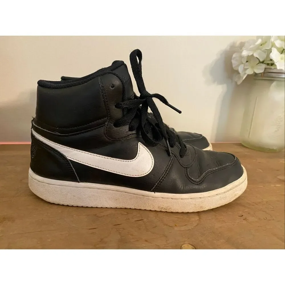 Nike size 8 Ebernon Mid-Top Sneakers black white Women’s shoes