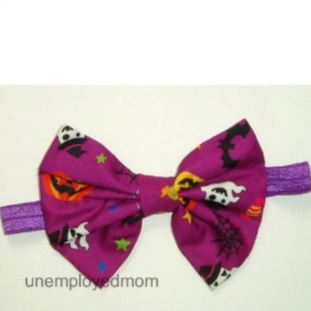 Purple Ghost Halloween Bow Headband Baby Girls Hair Accessories Headwrap