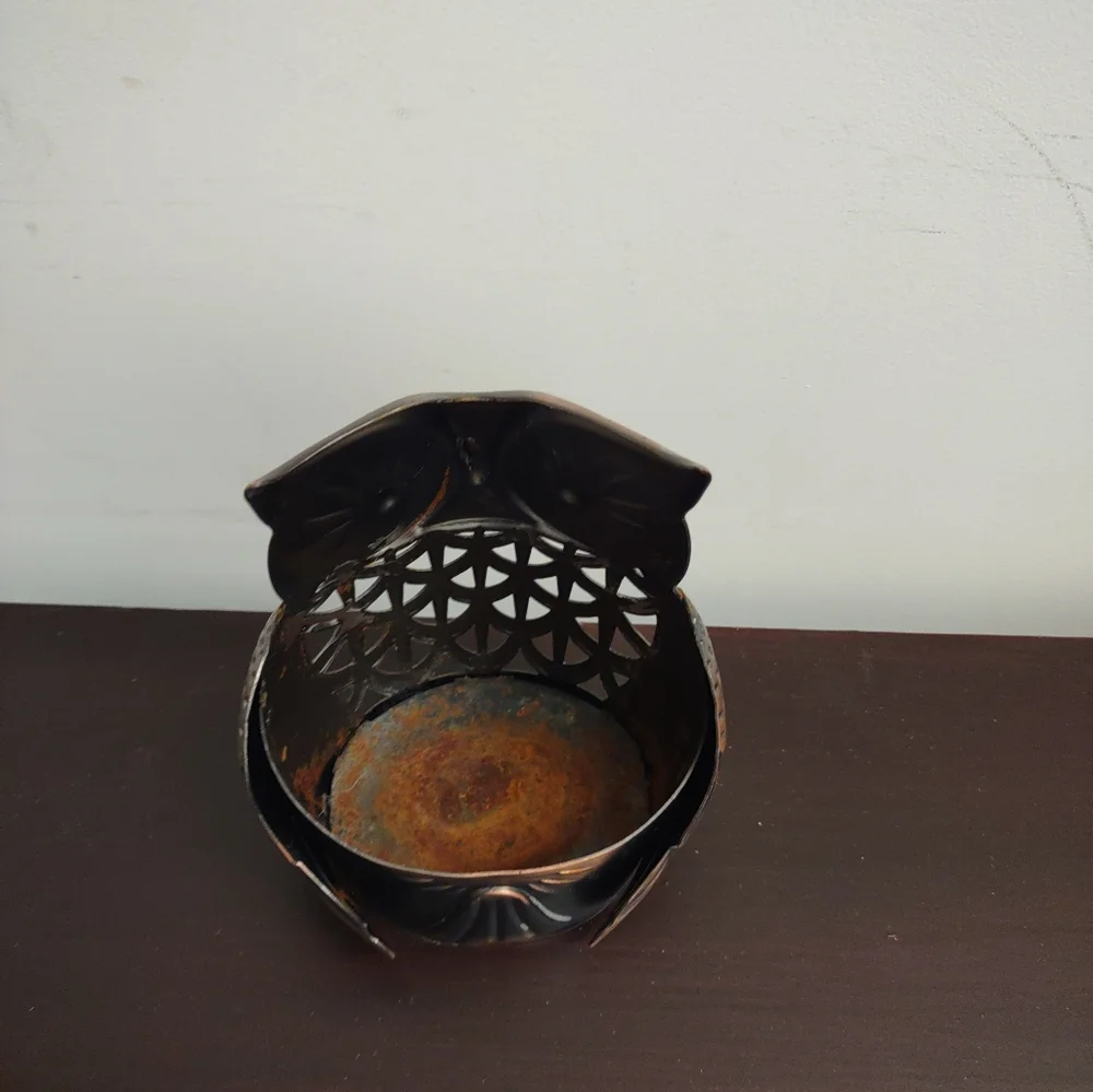 Bronze Metal Owl Soap / Candle holder