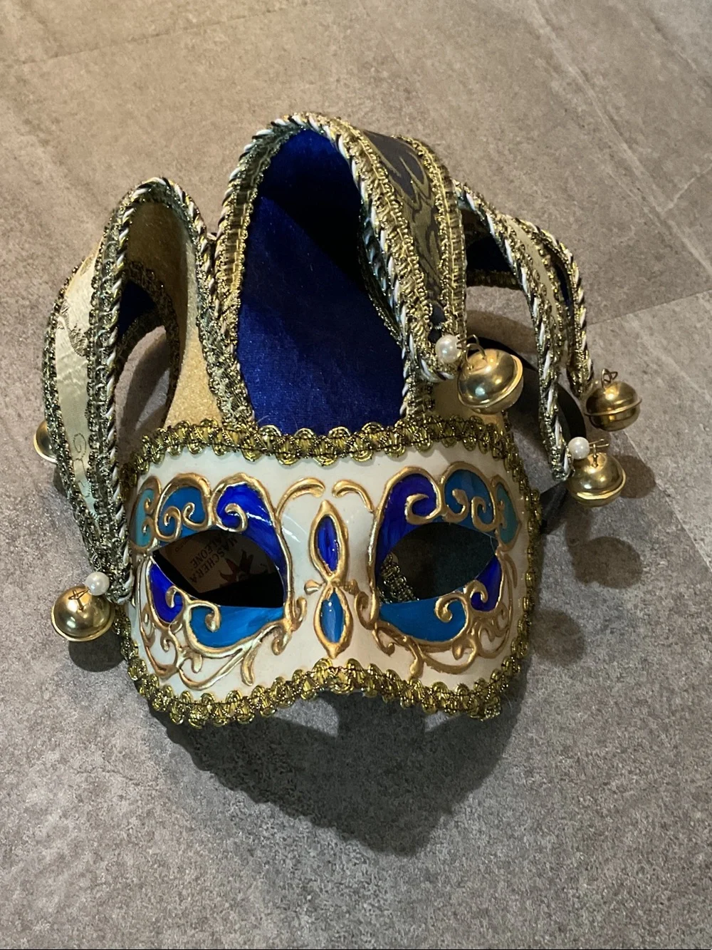 Pier 1 Blue, Gold and White Venetian Jester Masquerade