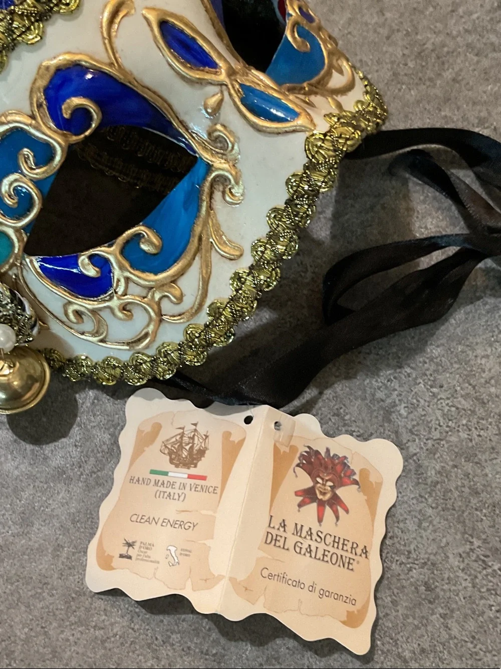 Pier 1 Blue, Gold and White Venetian Jester Masquerade