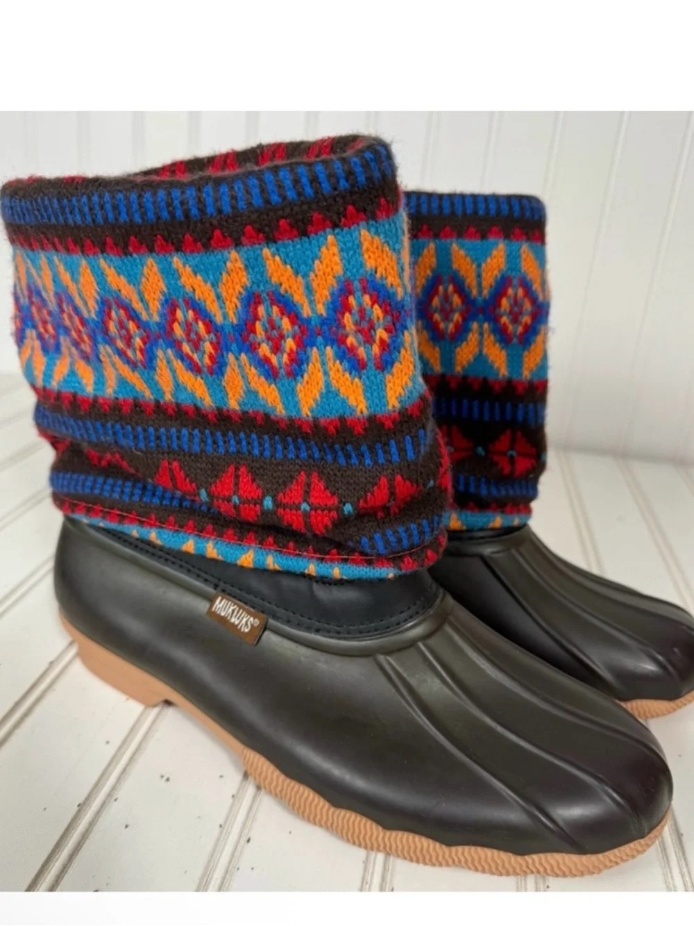 MUK LUKS Rainboots Women's 7‎ Duck Boots Southwest Slip On
