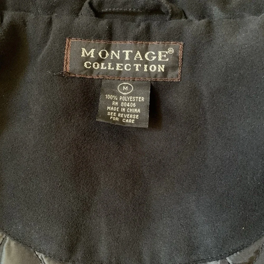 Montage Collection Black Faux Suede ZipUp Bomber Jacket With Pockets Size M