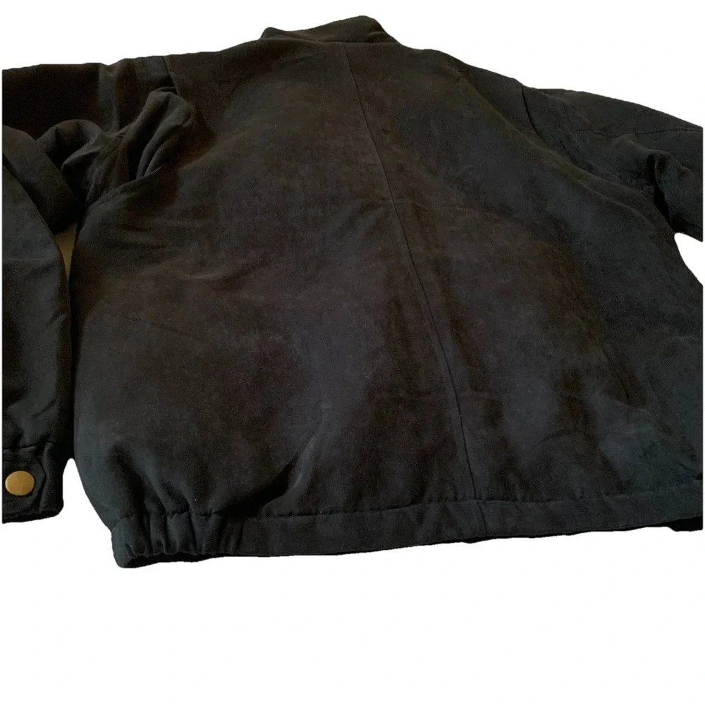 Montage Collection Black Faux Suede ZipUp Bomber Jacket With Pockets Size M