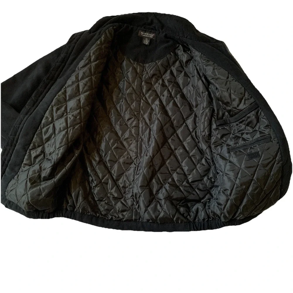 Montage Collection Black Faux Suede ZipUp Bomber Jacket With Pockets Size M