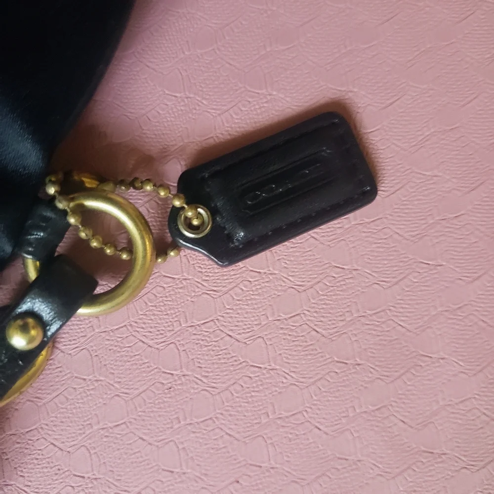Coach Y2K Large Black Amanda Satin Wristlet Clutch - Horse and Carriage Logo