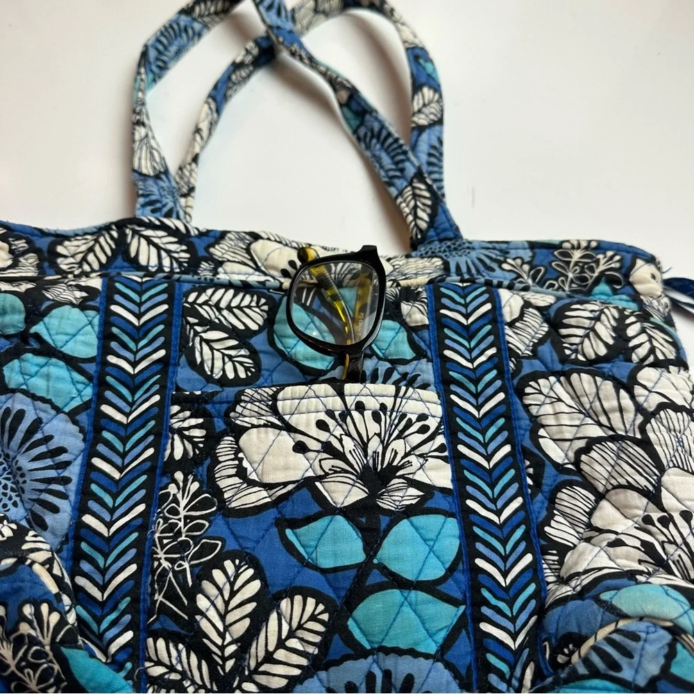 Blue Floral Vera Bradley Tote | Quilted Cotton Shoulder Bag · Y2K Coastal
