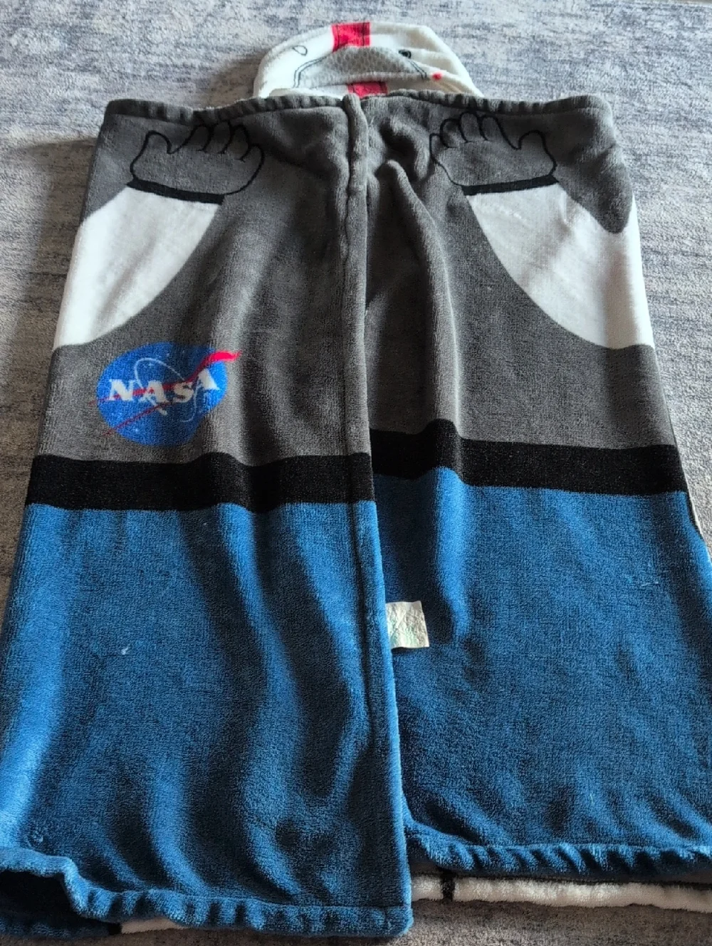 Kids Blue & Gray Fleece Hooded Blanket with Space Graphic