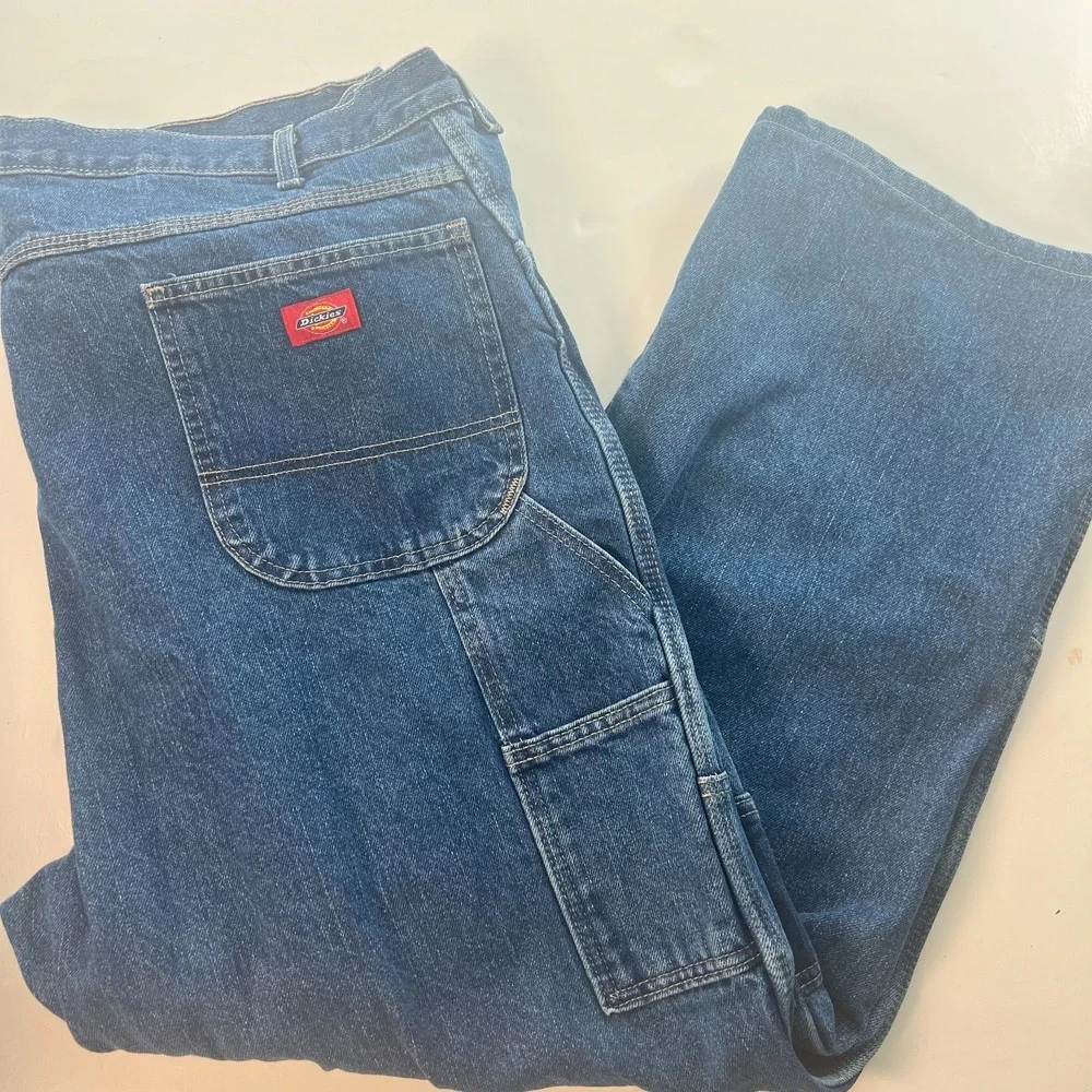 Dickies‎ Men's Carpenter Jeans 44x28 Heavy Denim Straight Wide Leg Altered READ