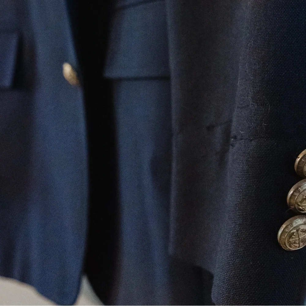 Calvin Klein Collection Navy Blazer with Gold Buttons