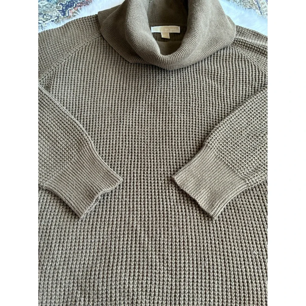 Michael Kors Womens Brown Waffle Knit Turtleneck Sweater‎ Pullover M