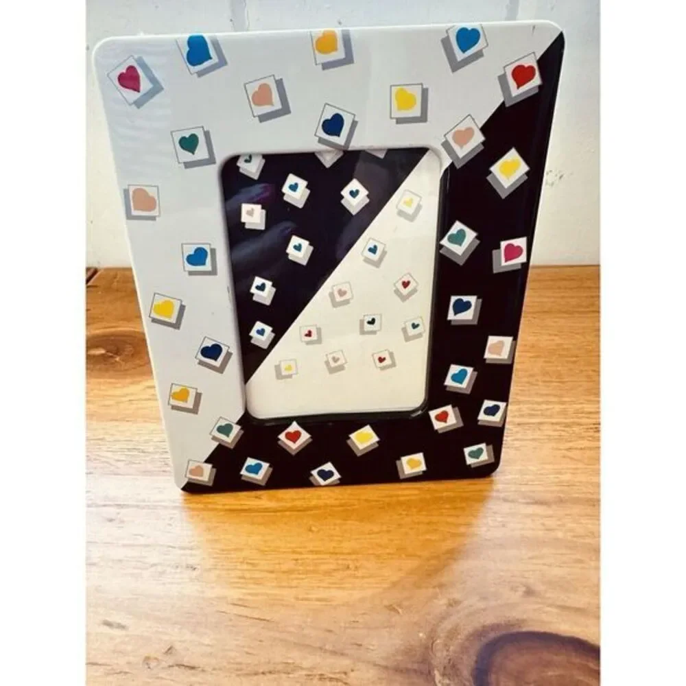 Candace Loheed White & Black Multi Heart Color Picture Fame‎ Japan 5.5 x 4.5 VTG