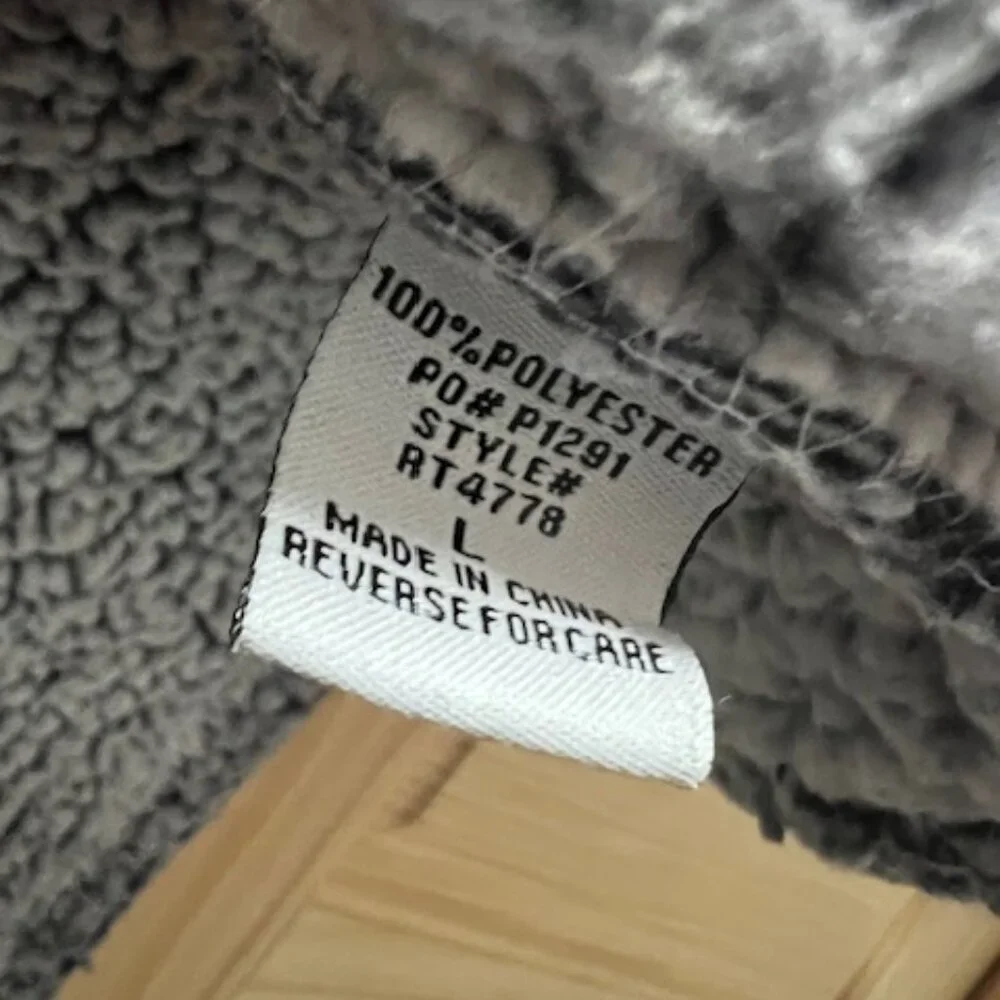 Mia & Tess fuzzy,‎ sherpa-style women's jacket gray cozy fleece Large
