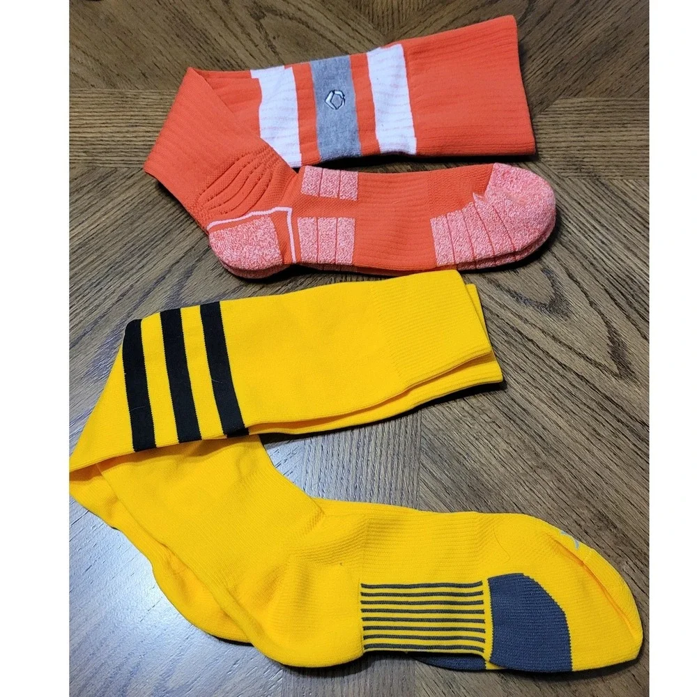 Stance Orange & TCK Yellow Striped Athletic Over The Calf Socks Bundle 2 Pairs