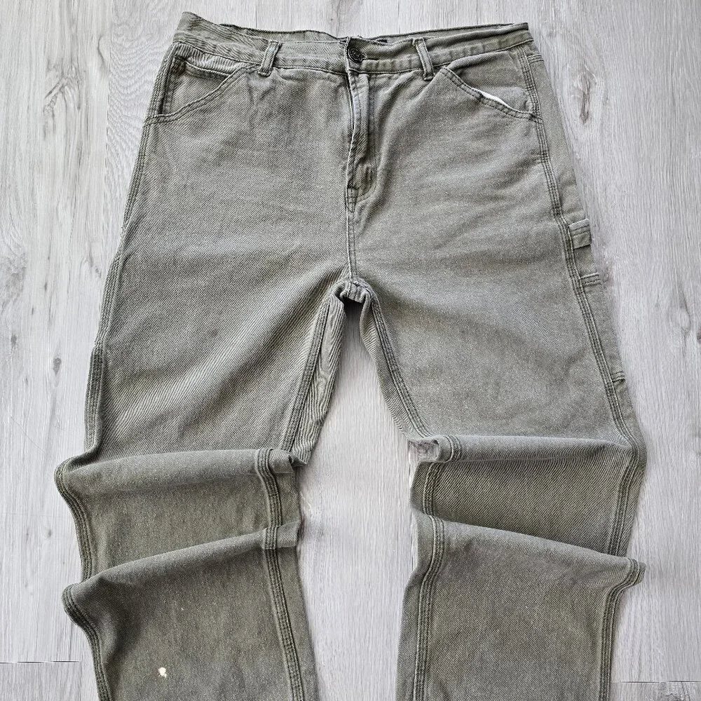 Aeropostale | khaki green denim workwear carpenter straight leg pants | MENS 34