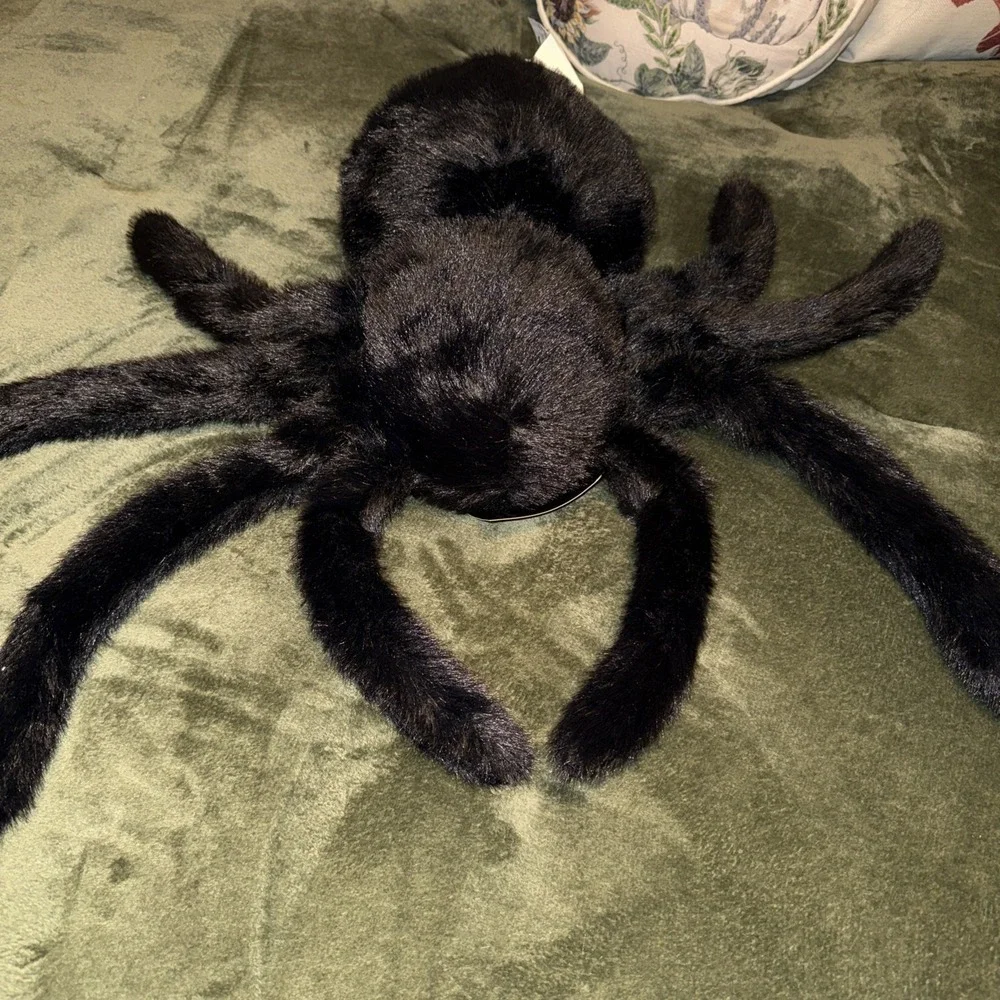 CYNTHIA ROWLEY-9x17 Oversized Faux Fur‎ Spider Accent Pillow Decor Prop New