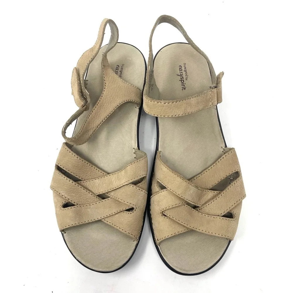 Easy‎ Spirit Just Love Itt Tan Leather Comfort Sandals Ankle Strap 10 Wide