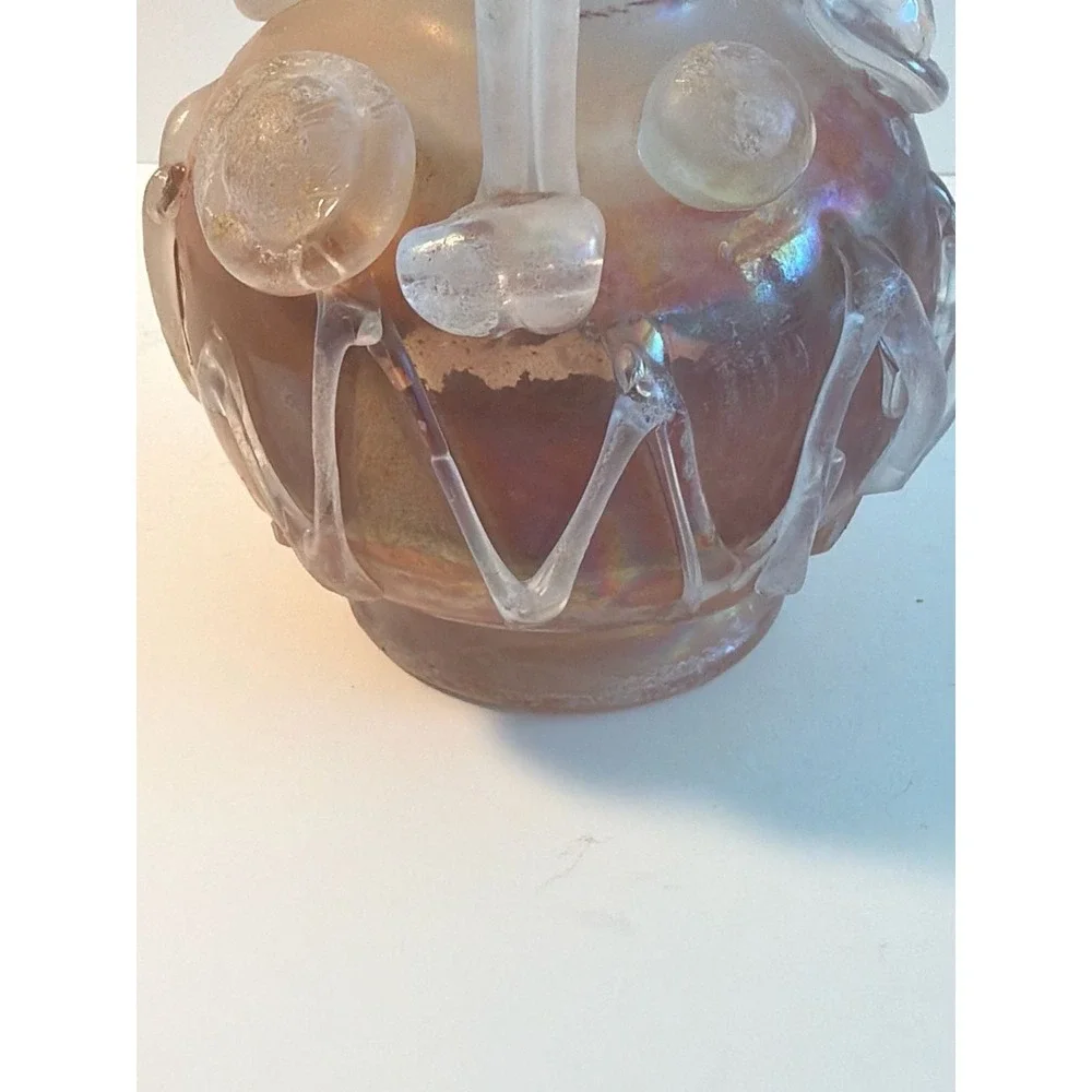 Vintage Murano Scavo Iridescent Art Glass‎ Vase w/Crimp Handles 5