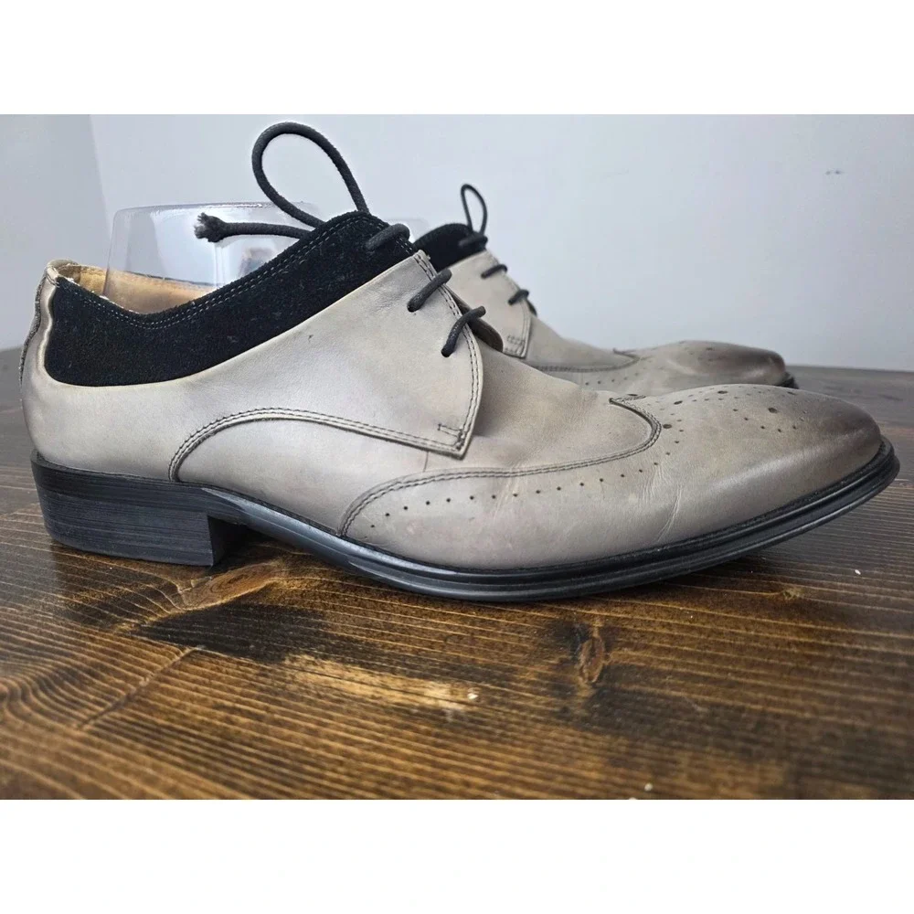 Stacy Adams‎ Men's Dress Shoes Size 10.5 Gray Black Leather Oxford Lace Up 25314