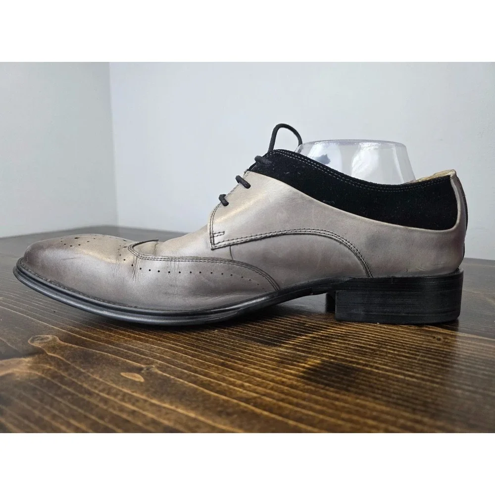 Stacy Adams‎ Men's Dress Shoes Size 10.5 Gray Black Leather Oxford Lace Up 25314