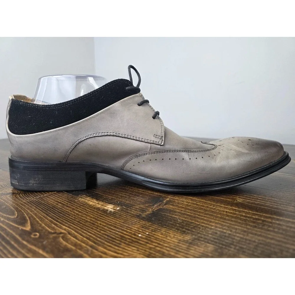 Stacy Adams‎ Men's Dress Shoes Size 10.5 Gray Black Leather Oxford Lace Up 25314