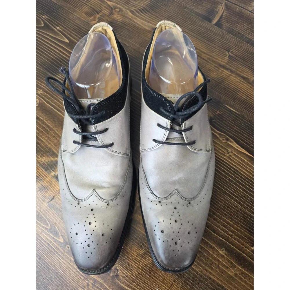 Stacy Adams‎ Men's Dress Shoes Size 10.5 Gray Black Leather Oxford Lace Up 25314