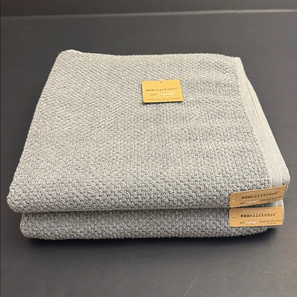 2pc ECOEXISTENCE Eco-Melange Oversized Bath Towel Set - Gray - 30
