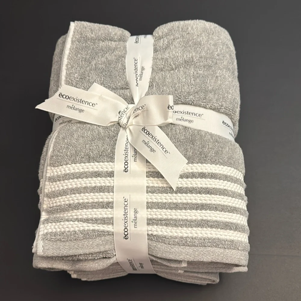 6pc Ecoexistence Mélange Bath Towel Set - Waterless Coloring - Heathergrey