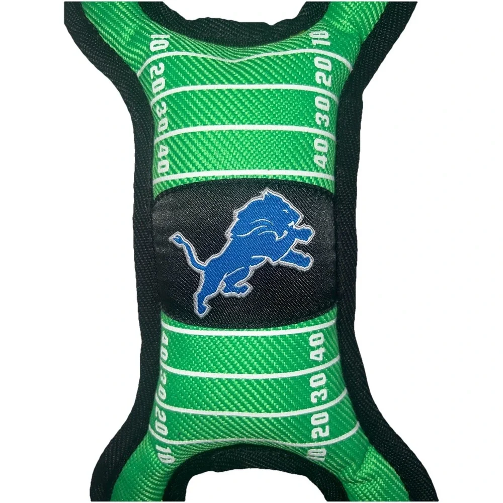 Detroit Lions NFL Dog Toy Tug Squeaky Football Field Durable Pet Chew NEW