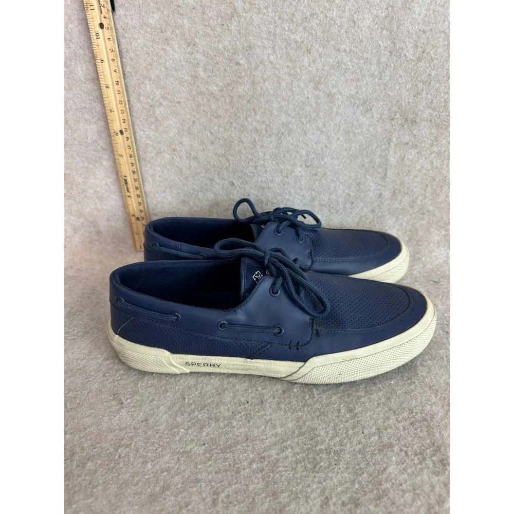 Sperry Mens STS44155 Navy Blue Perforated Leather Boat Shoes Size‎ 11.5
