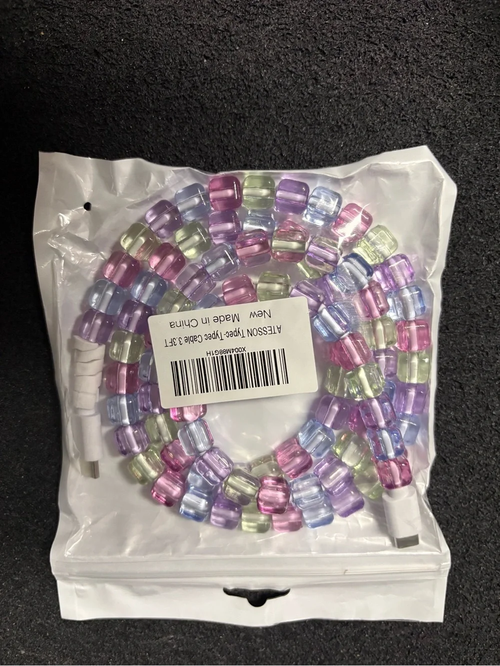 USB-C Beaded Charging Cable Pastel Kawaii Aesthetic Charger Cord NIP