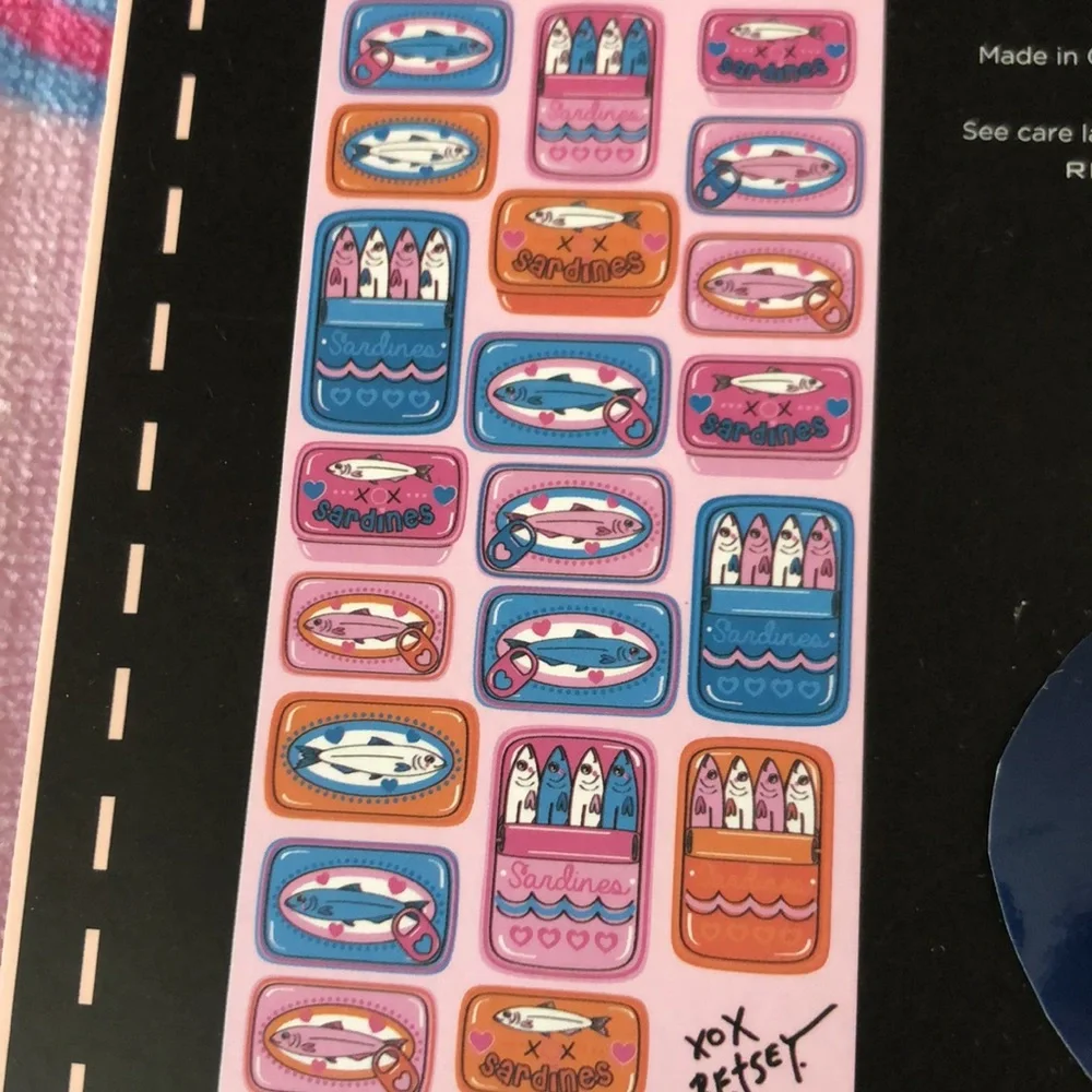 Betsey Johnson Pink Blue SARDINES Fish Print Beach Towel