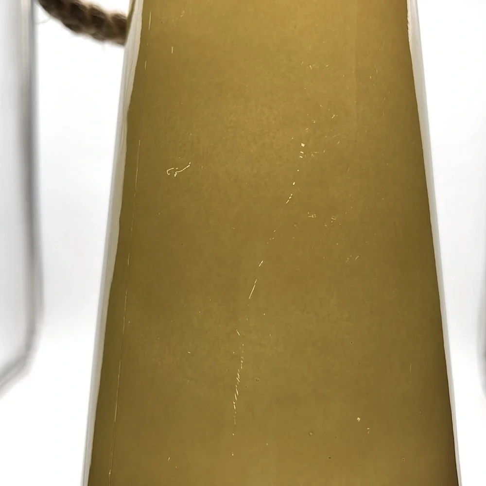 “Genuine & Crafted Original” Yellow Glass Jar/Vase with Rope Handle